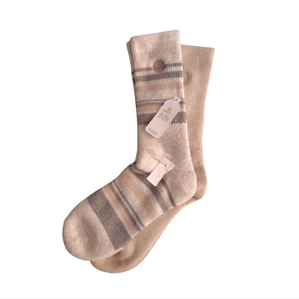 Timberland 2 Pairs Cushioned‎ Boot Socks Logo Pink Grey White Striped NWT